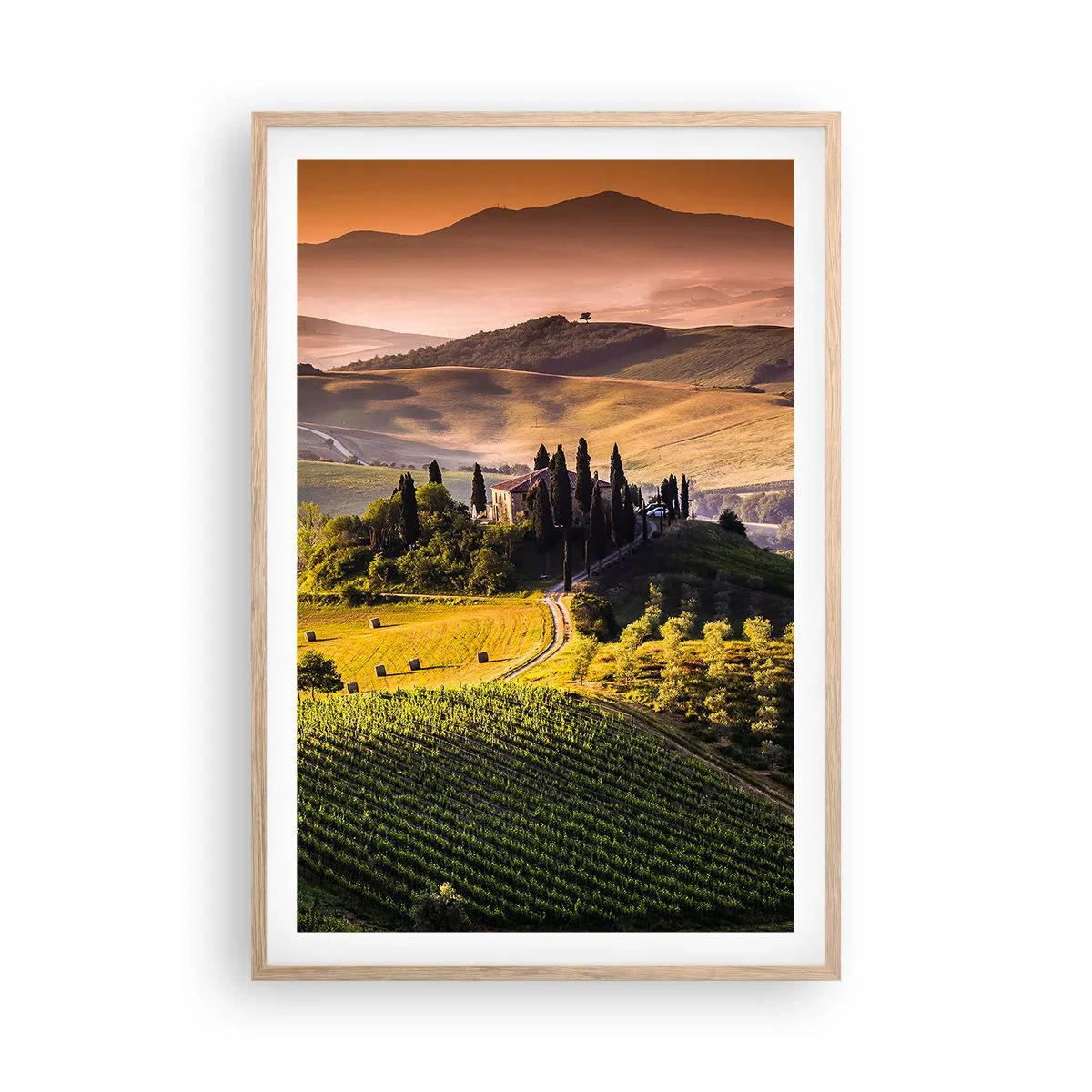 Pôster com moldura de carvalho claro - Arcádia - Paisagem toscana - 61x91 cm