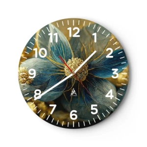 Relógio de parede - Relógio em vidro - Florescer com ouro - 40x40 cm