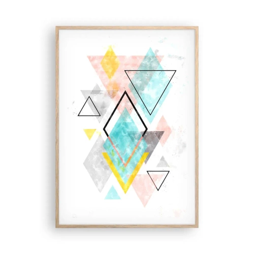 Pôster com moldura de carvalho claro - Jogo geométrico - 70x100 cm