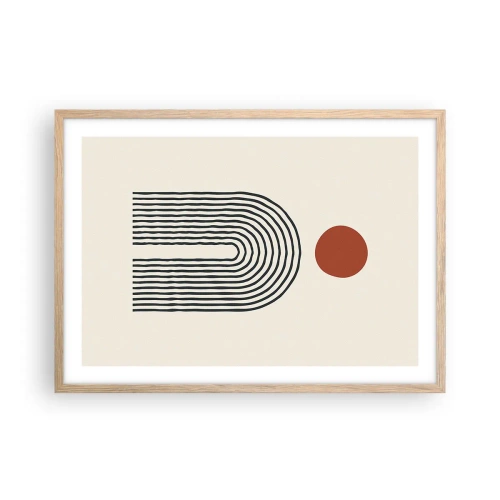 Pôster com moldura de carvalho claro - Magnetismo de formas e cores - 70x50 cm