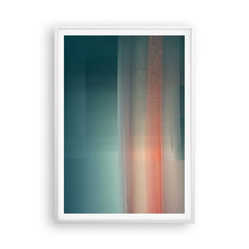 Pôster em moldura branca - Resumo: ondas de luz - 70x100 cm
