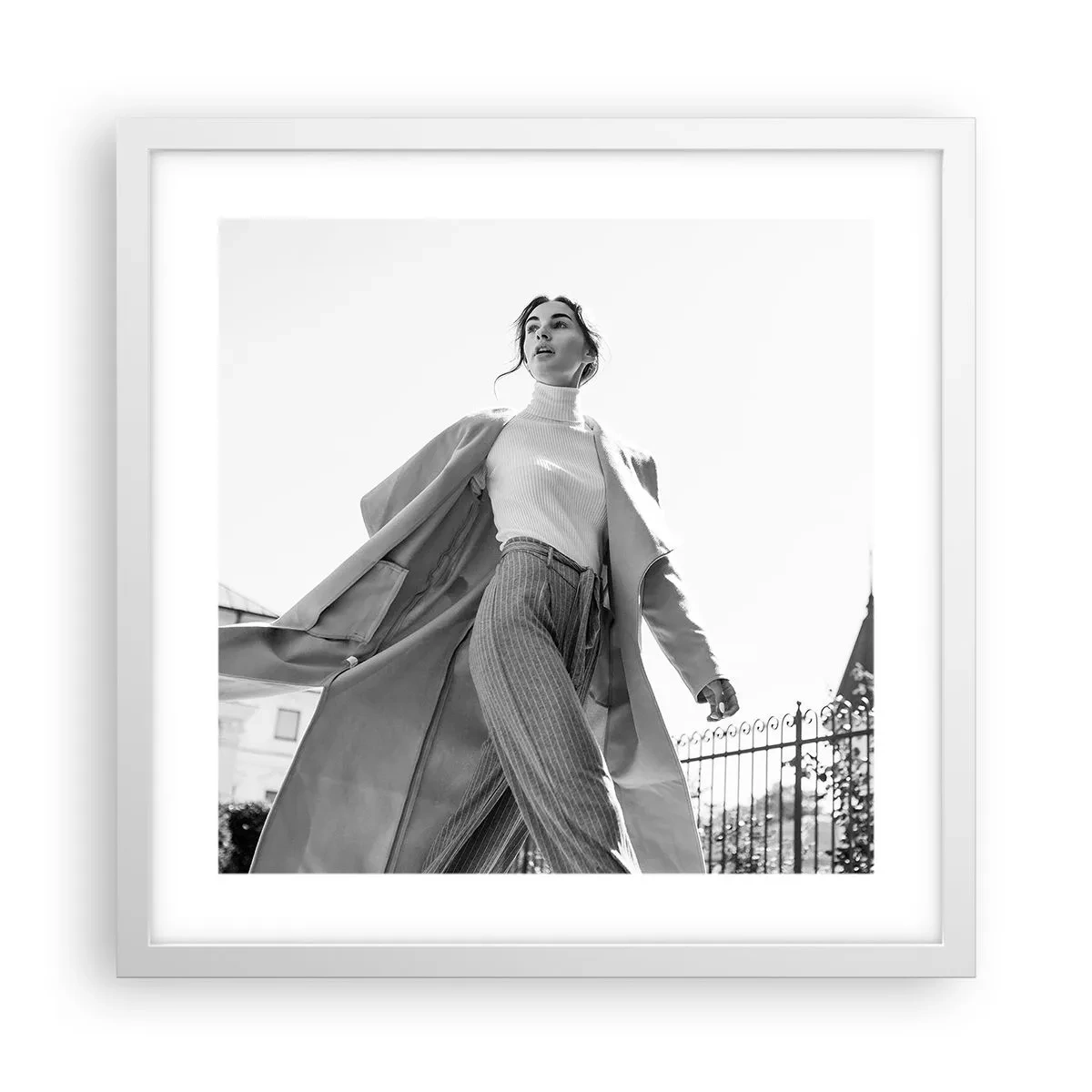 Pôster em moldura branca - Vens comigo? - 40x40 cm