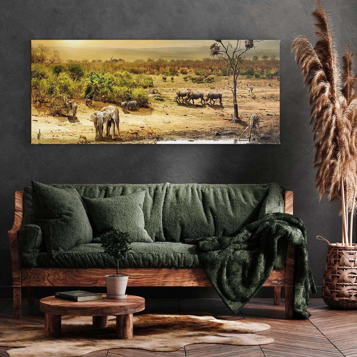 Quadro em tela - Um rio corria no Éden... - 100x40 cm
