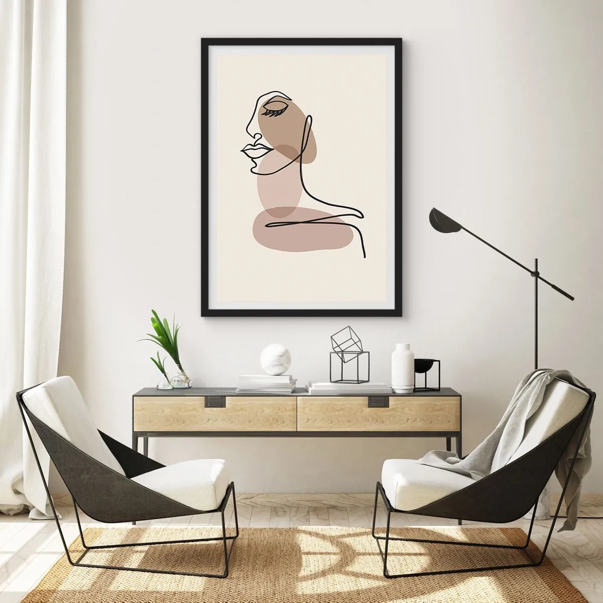 Pôster com moldura preta - Ouvindo-se a si própria - 61x91 cm