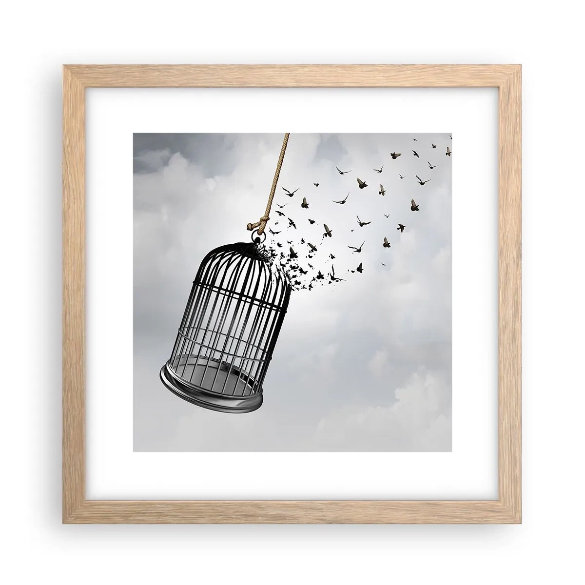 Pôster com moldura de carvalho claro - Fé... Esperança... Liberdade! - 30x30 cm