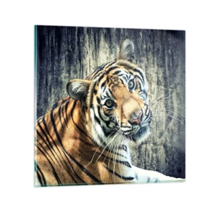 Quadro em vidro - Retrato em feixes de luz - 70x70 cm