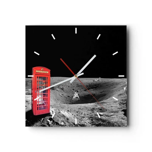 Relógio de parede - Relógio em vidro - Piada espacial - 30x30 cm