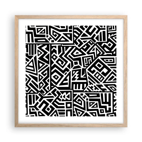 Pôster com moldura de carvalho claro - Composição pré-colombiana - 50x50 cm