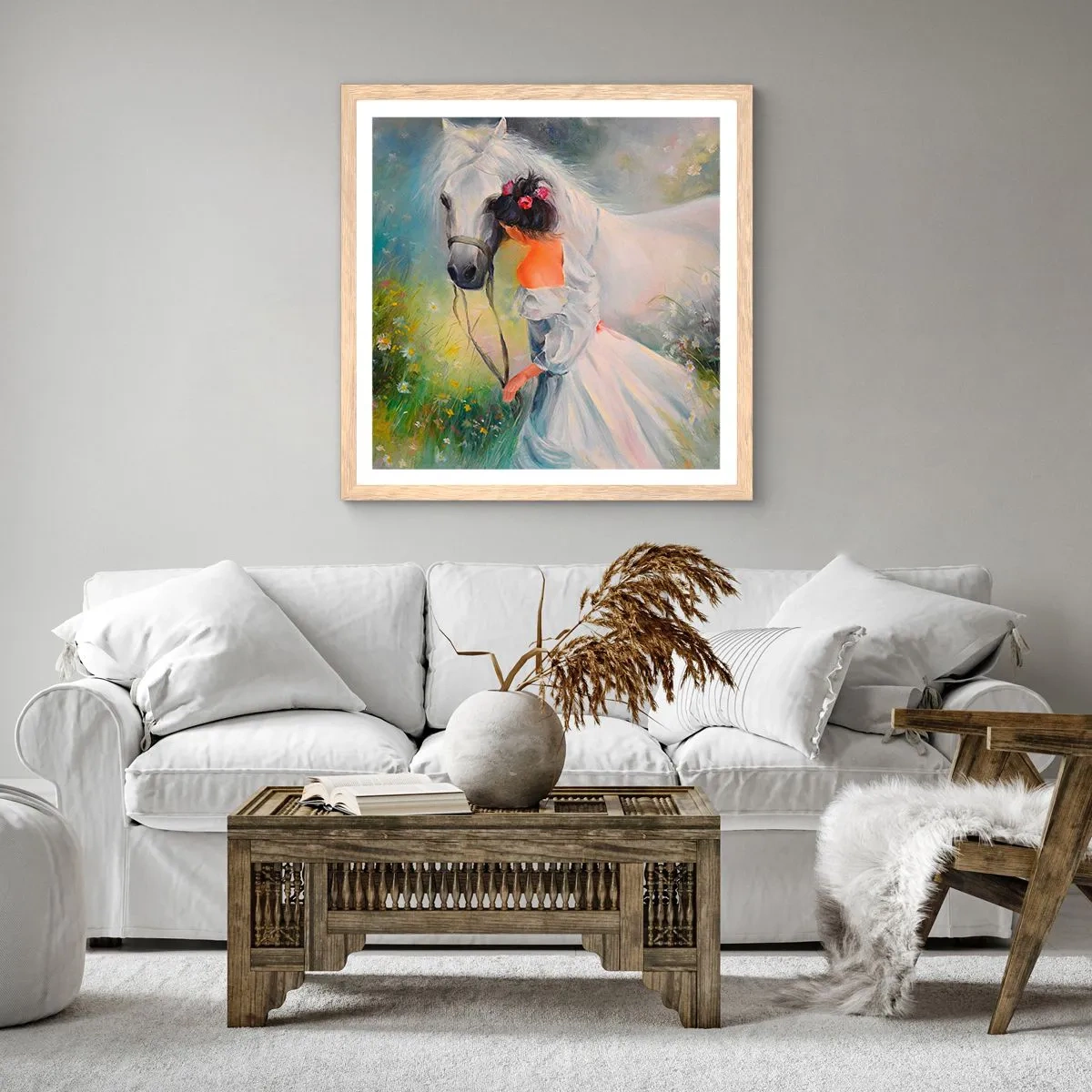 Pôster com moldura de carvalho claro - Como um belo sonho - 50x50 cm