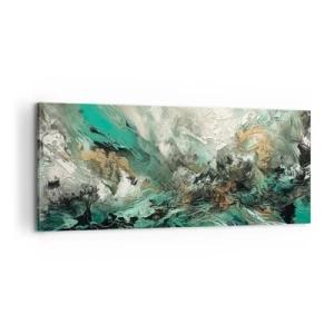 Quadro em tela - Surf esmeralda e preto - 100x40 cm