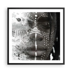 Pôster com moldura preta - Descubra o espírito primordial - 60x60 cm