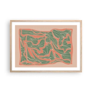 Pôster com moldura de carvalho claro - A luta entre coral e vegetação - 70x50 cm