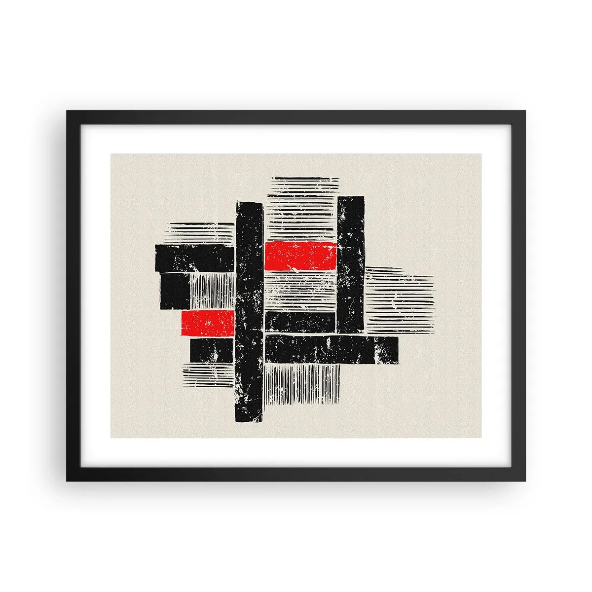 Pôster com moldura preta - Vermelho e preto - 50x40 cm