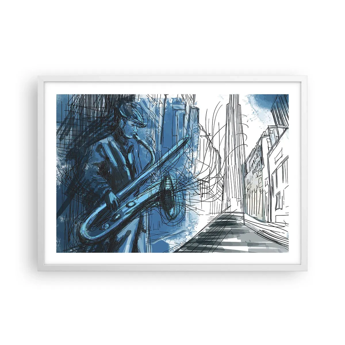 Pôster em moldura branca - Rapsódia Urbana - 70x50 cm