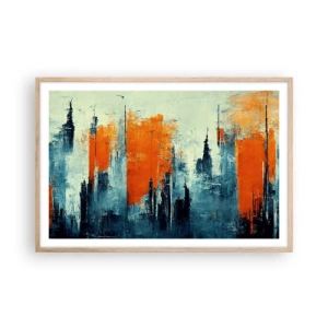 Pôster com moldura de carvalho claro - Paisagem moderna - 91x61 cm