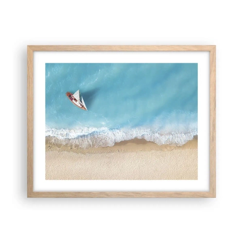 Pôster com moldura de carvalho claro - No limite do azul e do ouro - 50x40 cm