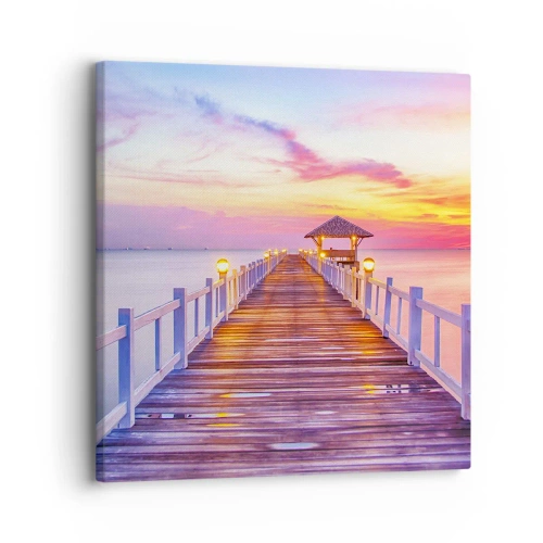 Quadro em tela - O silêncio lilás-dourado da noite - 30x30 cm