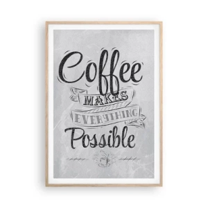 Pôster com moldura de carvalho claro - Como podes não amar café - 70x100 cm