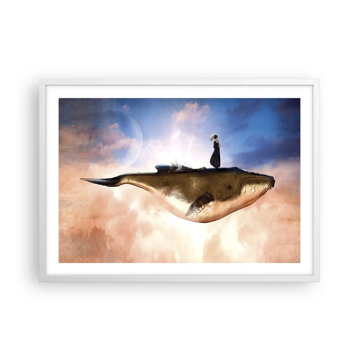 Pôster em moldura branca - Uma viagem surreal - 70x50 cm