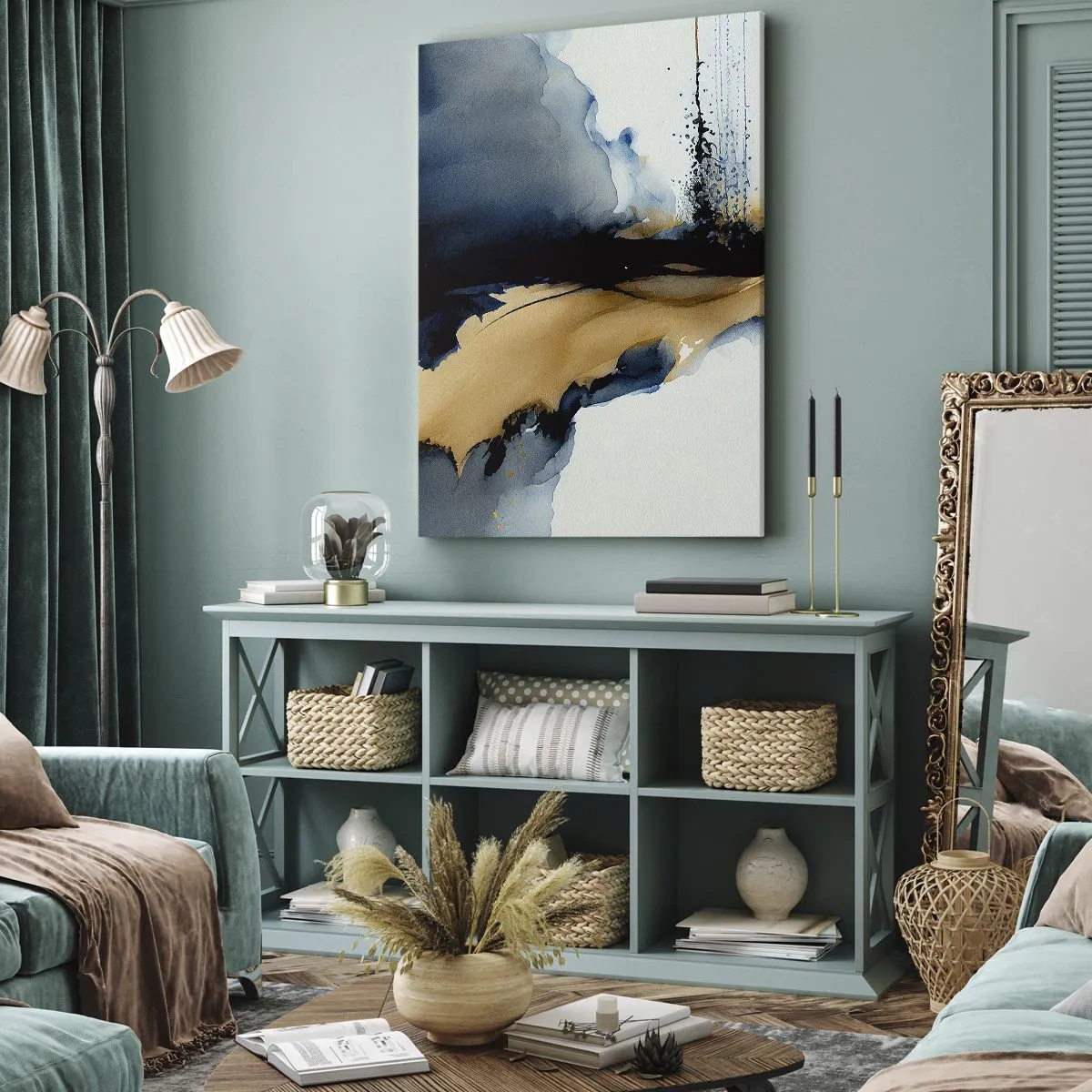 Quadro em tela - Atrás da cortina - 55x100 cm