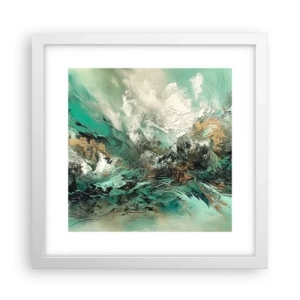 Pôster em moldura branca - Surf esmeralda e preto - 30x30 cm