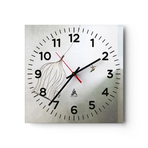 Relógio de parede - Relógio em vidro - Enfim a liberdade - 40x40 cm