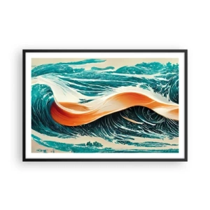 Pôster com moldura preta - O sonho de um surfista - 91x61 cm