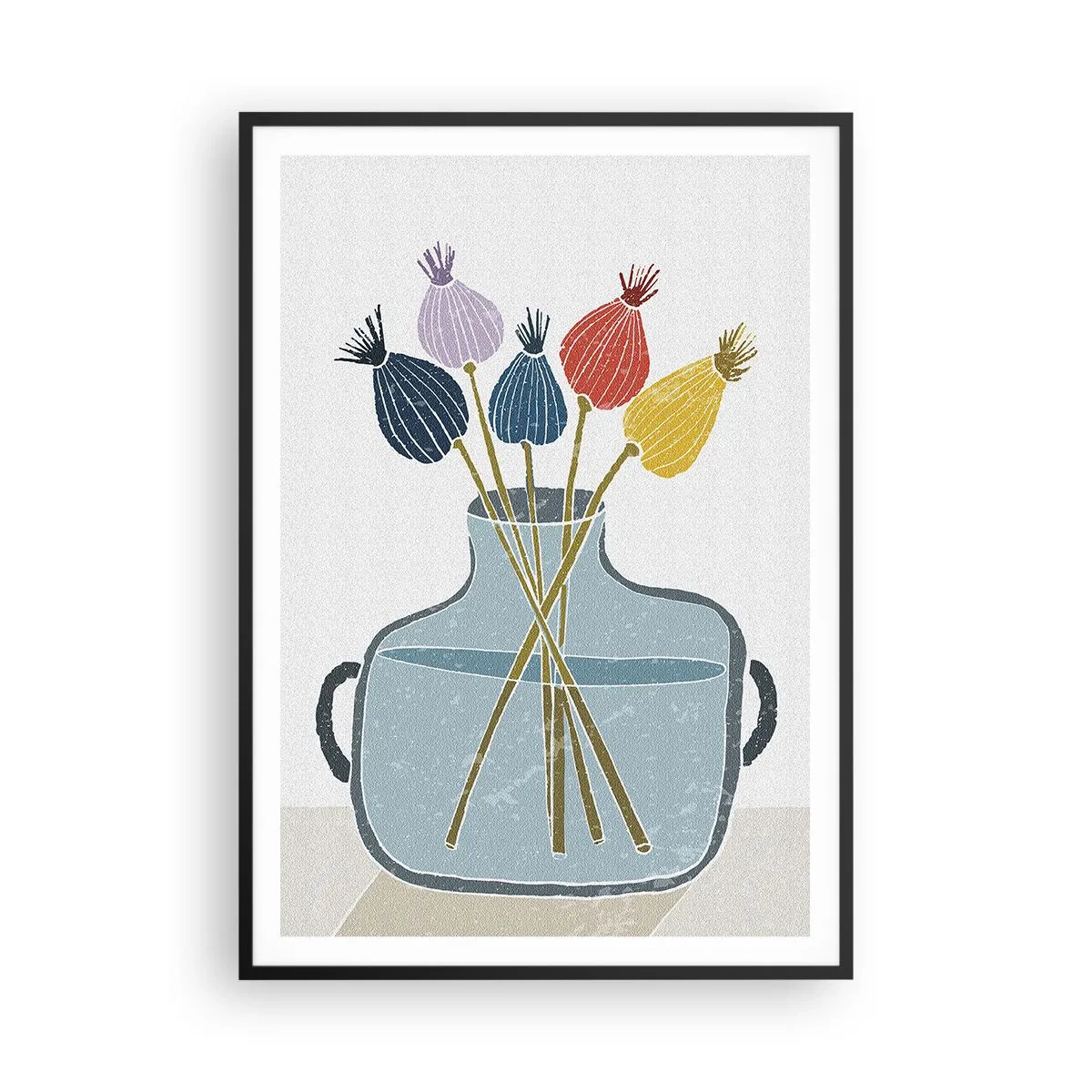 Pôster com moldura preta - Como semeou a papoula - 70x100 cm