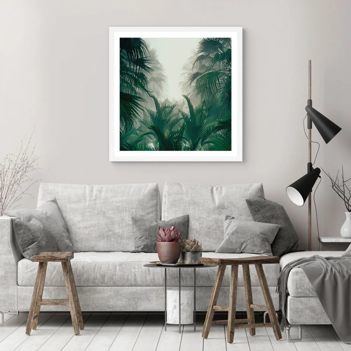 Pôster em moldura branca - Mistério tropical - 60x60 cm