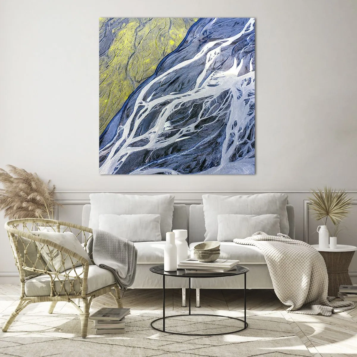 Quadro em vidro - Pinturas rupestres da natureza - 70x70 cm