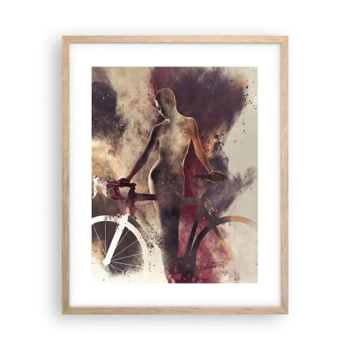 Pôster com moldura de carvalho claro - Uma alma de bicicleta em formas de mármore - 40x50 cm