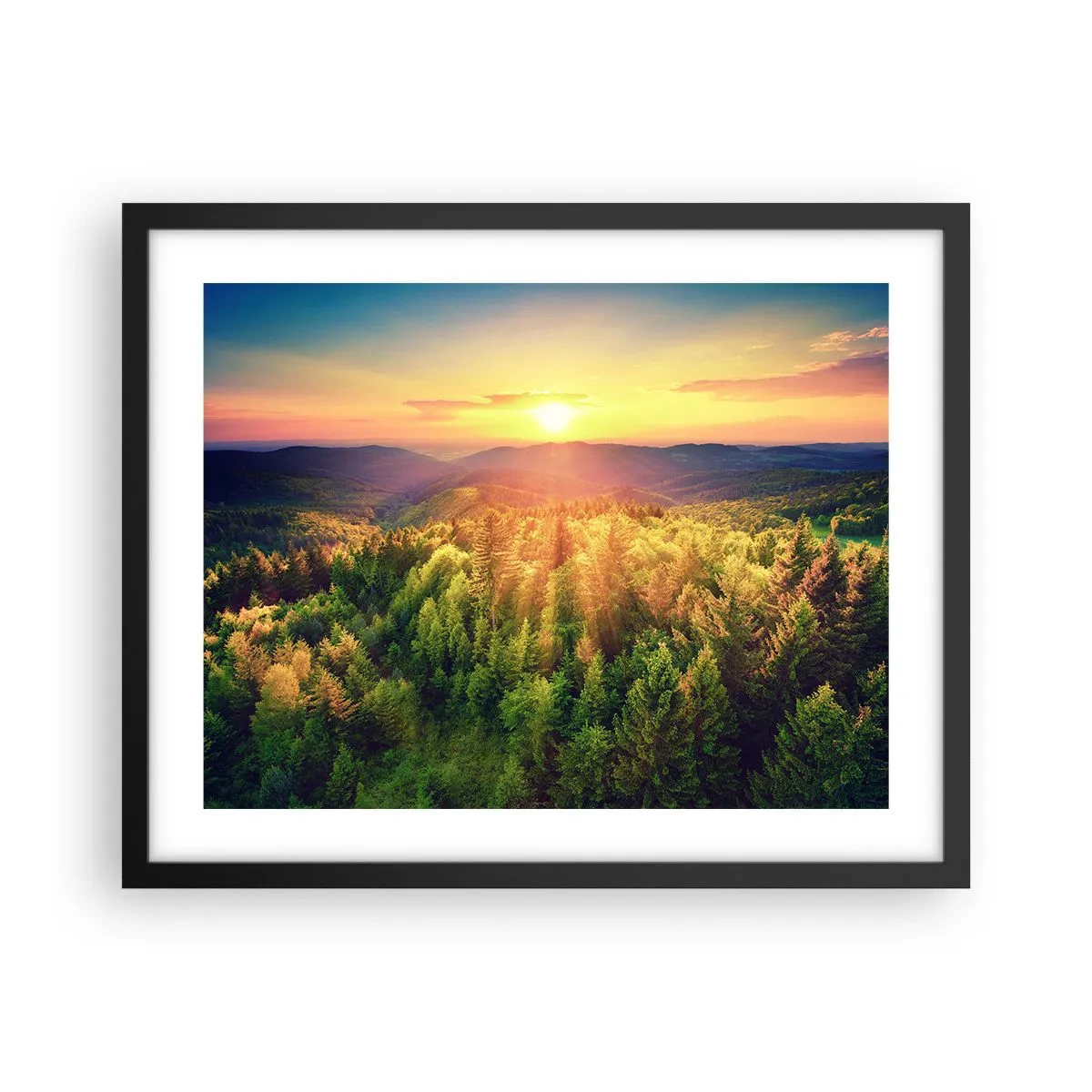 Pôster com moldura preta - Picos e cumes - 50x40 cm