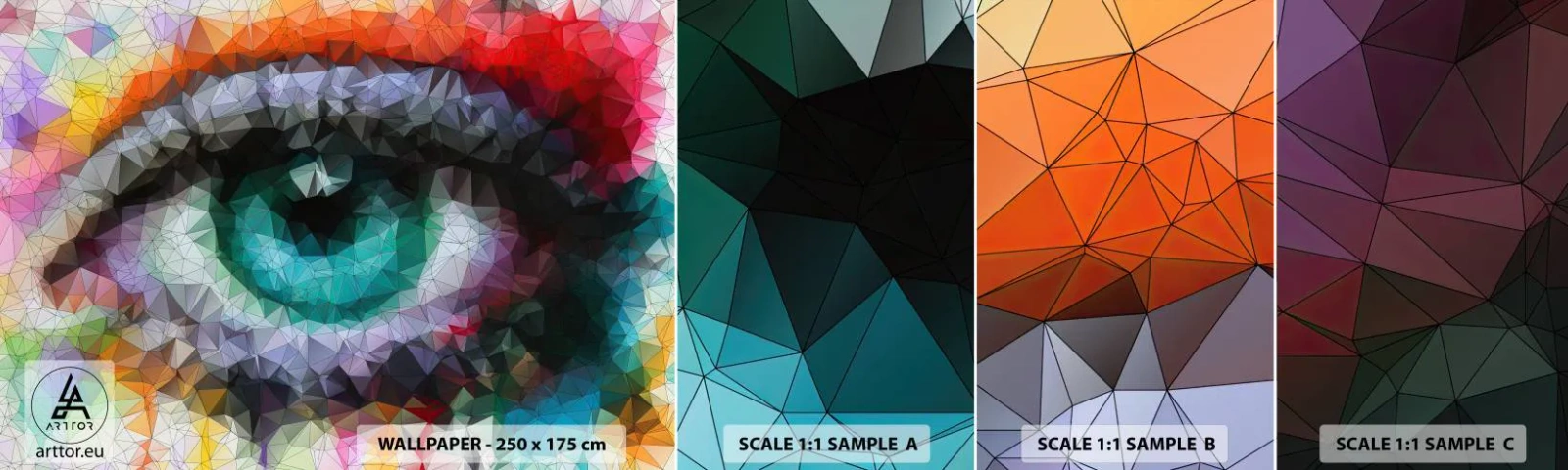 Amostra de papel de parede autocolante Deluxe Sticker - O brilho cristalino dos olhos - Abstração, Olho, Gráficos - 100x30 cm