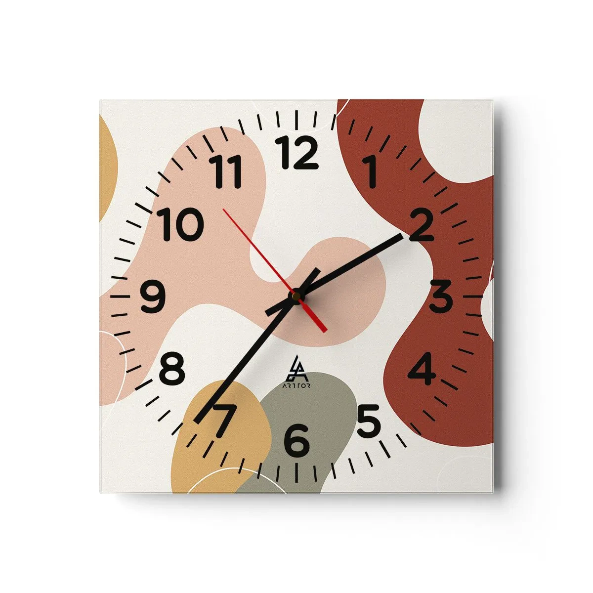 Relógio de parede - Relógio em vidro - Ziguezagues ornamentais - 30x30 cm