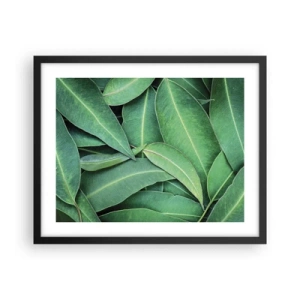 Pôster com moldura preta - Suculentas e frescas - 50x40 cm
