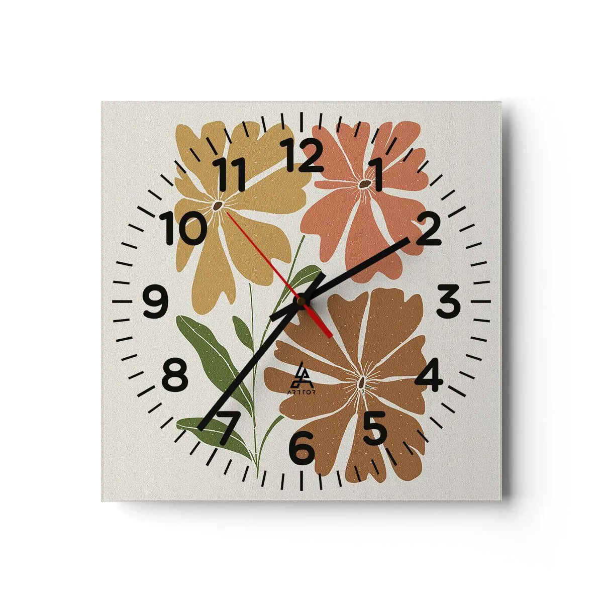 Relógio de parede - Relógio em vidro - Natureza e geometria - 30x30 cm