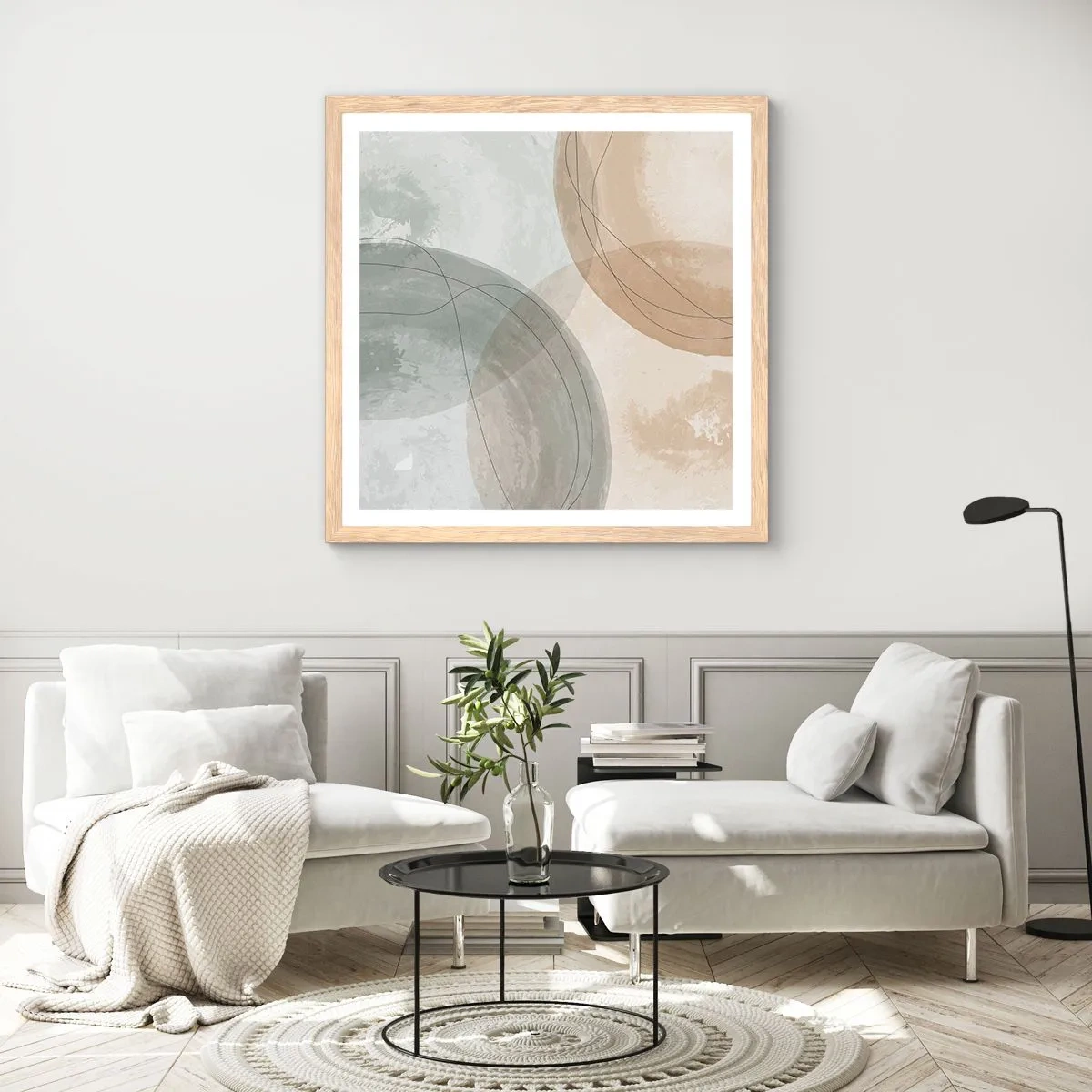 Pôster com moldura de carvalho claro - Difusão de Mundos - 40x40 cm