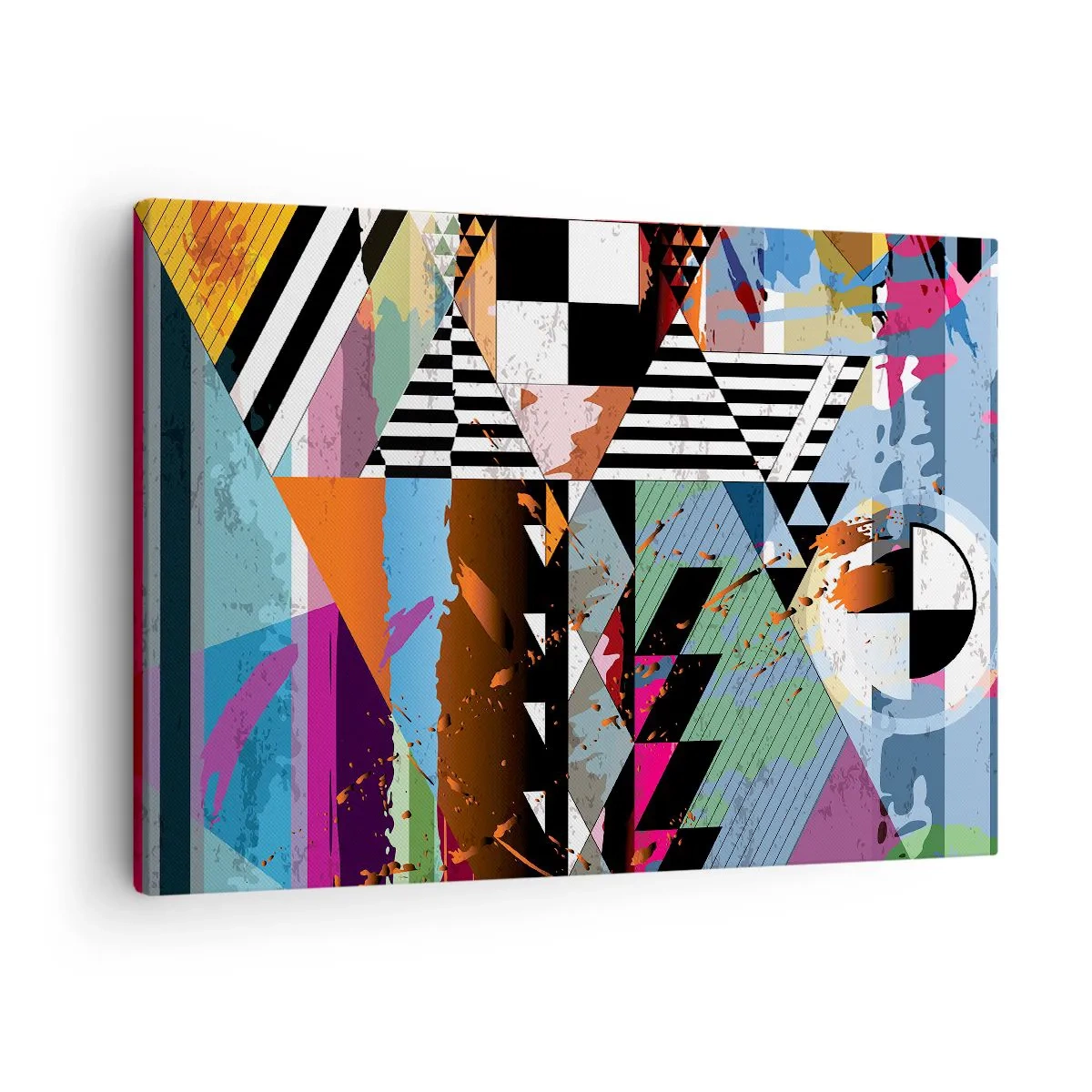 Quadro em tela - Composição geométrica abstrata com cores vivas - 70x50cm - Geométrica e organicamente - Decoração de parede moderna para a sala de estar e quarto ARTTOR
