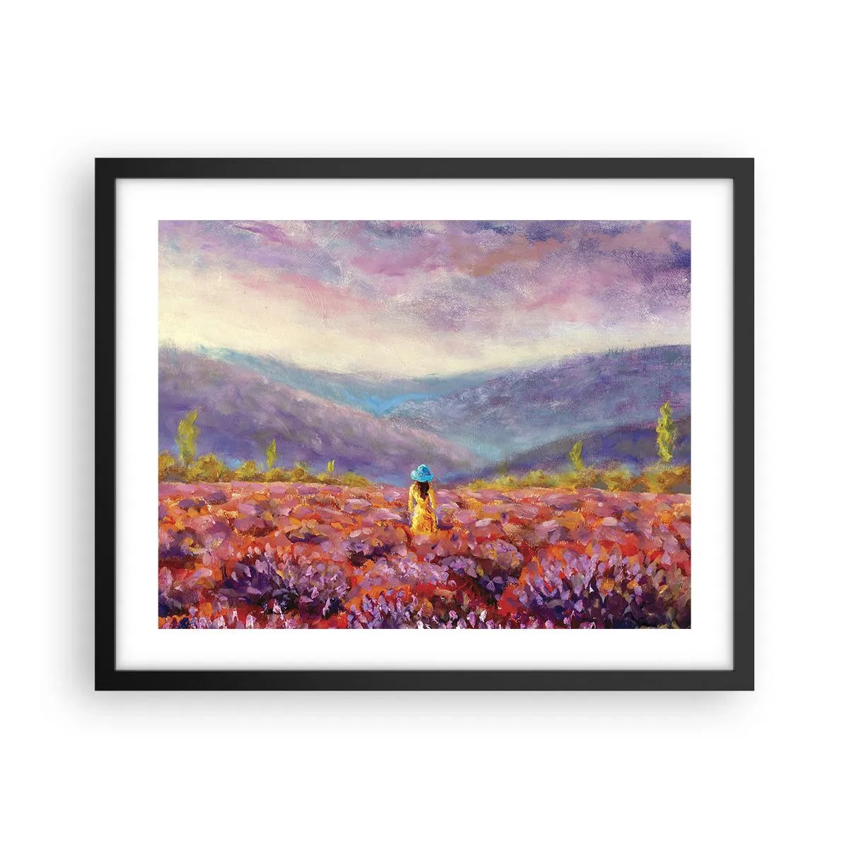 Pôster com moldura preta - No mundo da lavanda - 50x40 cm