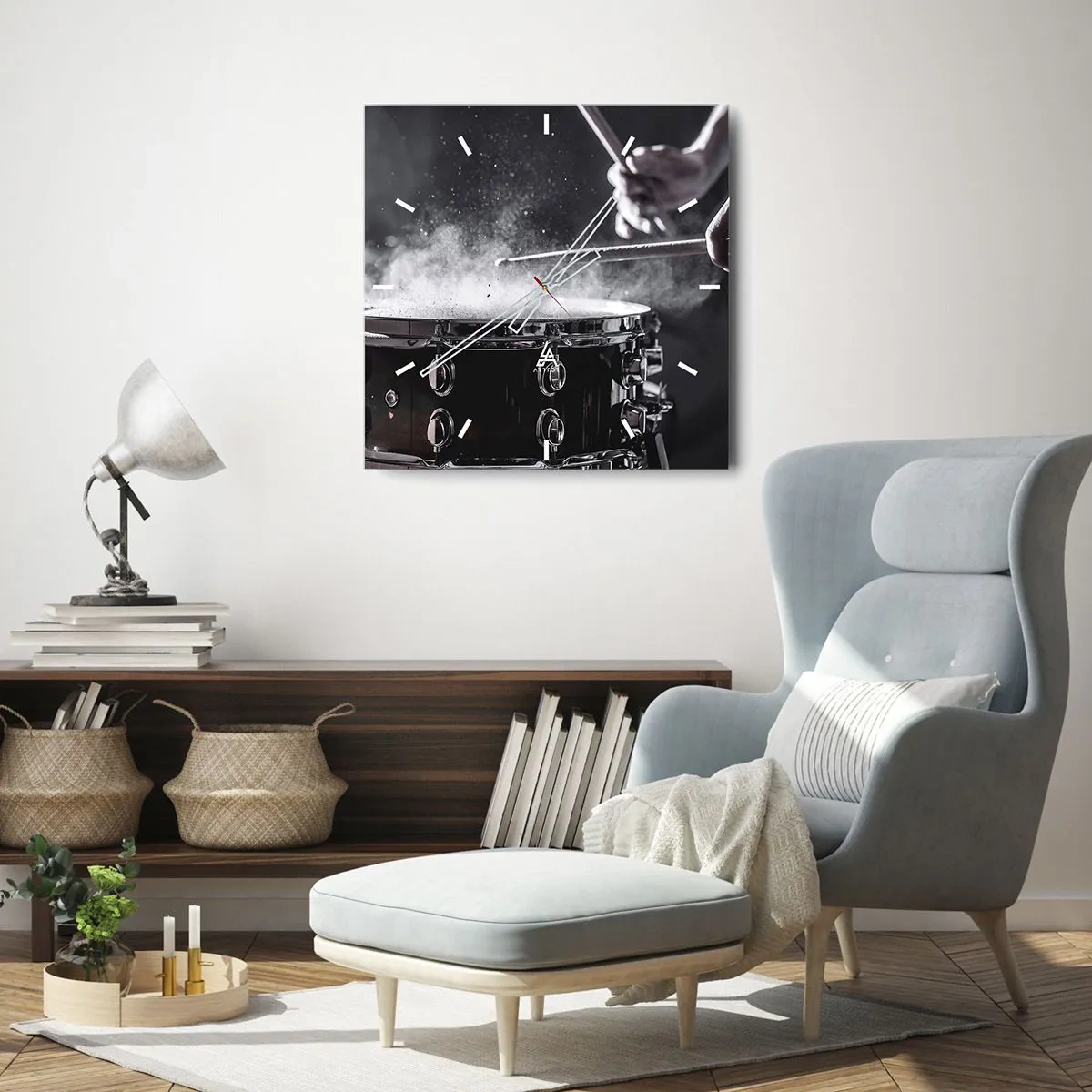 Relógio de parede - Relógio em vidro - Pulso da música - 30x30 cm