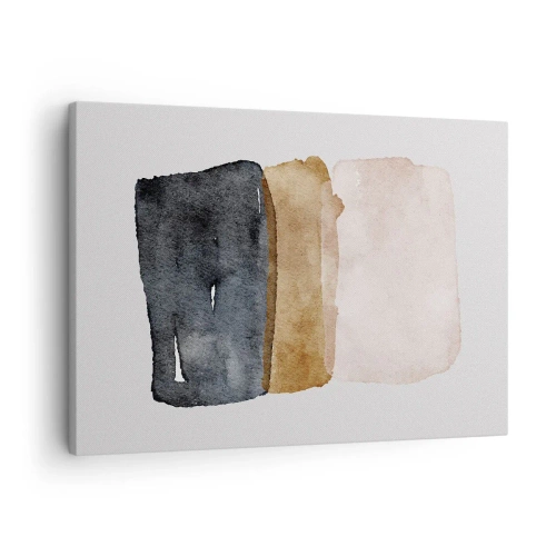 Quadro em tela - Uma composição minimalista de três retângulos em tons terrosos. - 70x50cm - Composição das cores da terra - Decoração de parede moderna para a sala de estar e quarto ARTTOR