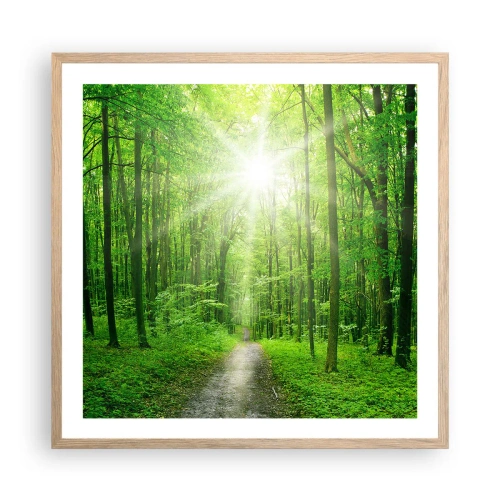 Pôster com moldura de carvalho claro - Catedral Verde - 60x60 cm