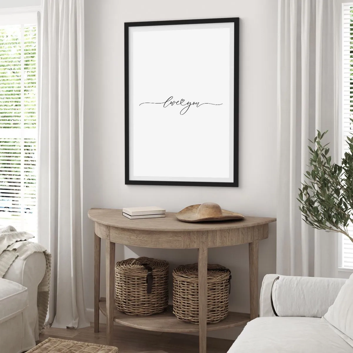 Pôster com moldura preta - Preto e branco - 70x100 cm