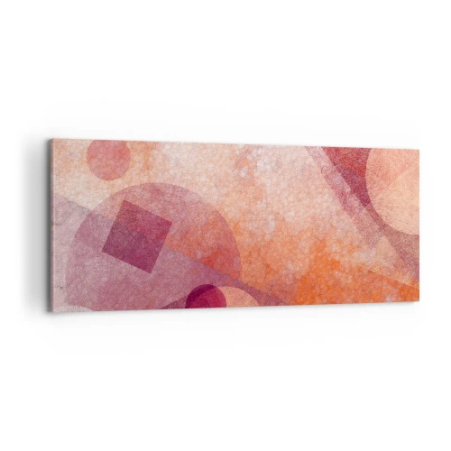 Quadro em tela - Transformações geométricas em rosa - 100x40 cm