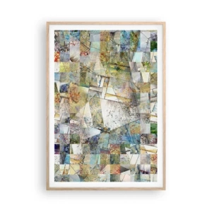 Pôster com moldura de carvalho claro - Embaralhamento geométrico - 70x100 cm