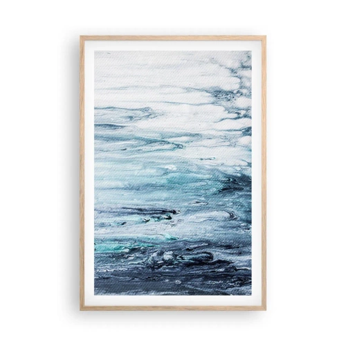 Pôster com moldura de carvalho claro - Estalactites em azul - 61x91 cm