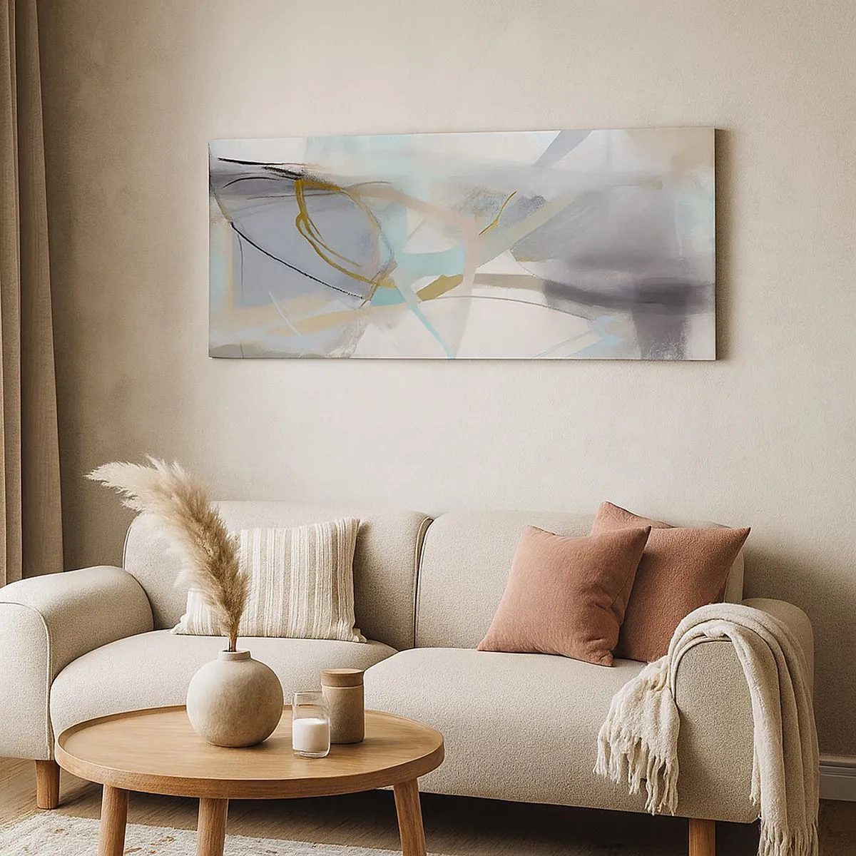 Quadro em tela - Abstração enevoada - 100x40 cm