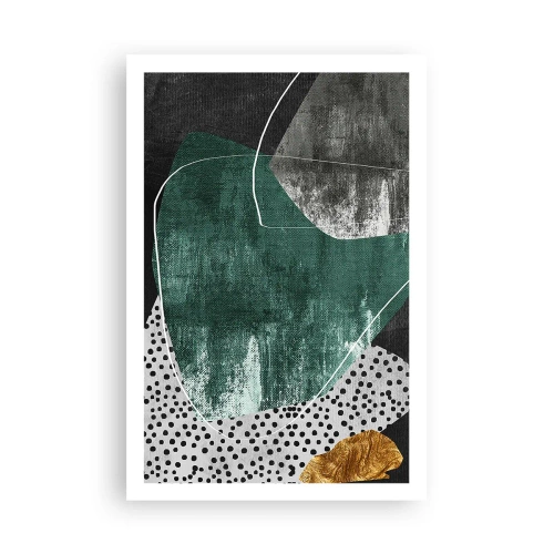 Pôster - Abstração colorida com folha de ouro - 61x91 cm