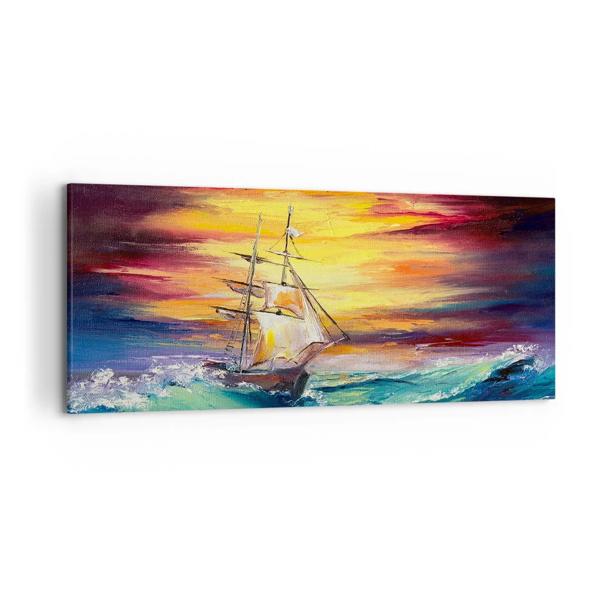 Quadro em tela - Corajosamente contra as ondas - 120x50 cm