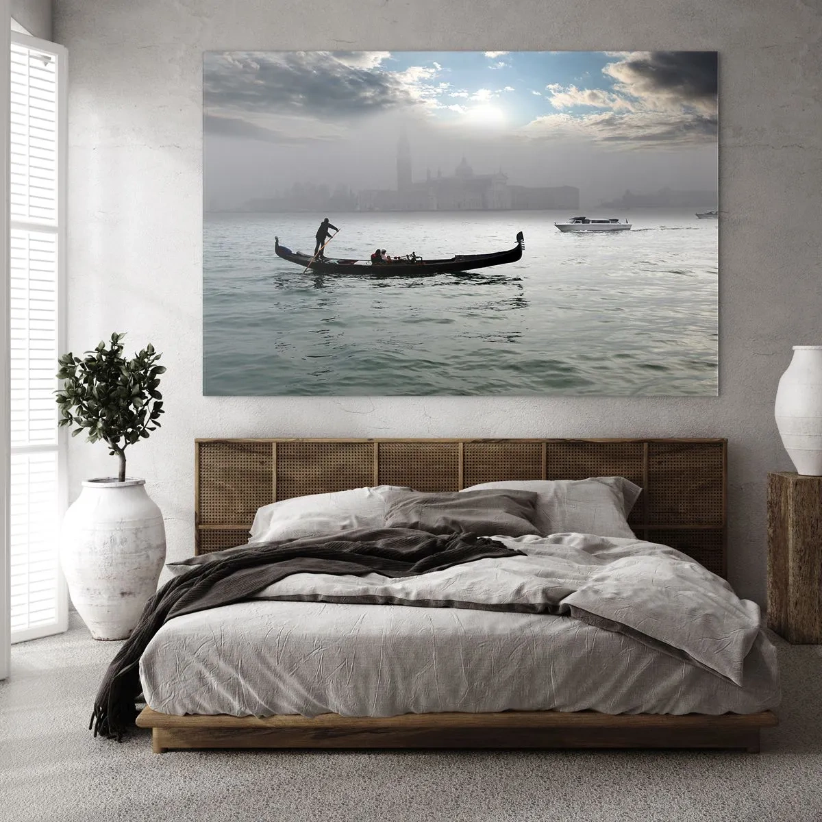 Quadro em vidro - Uma cidade fabulosa feita de água e nevoeiro - 100x70 cm